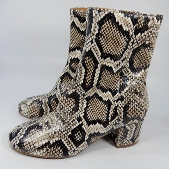 Aquatalia Leonora Snake Embossed Leather Boots Size 9 Weatherproof NEW - Picture 11 of 14